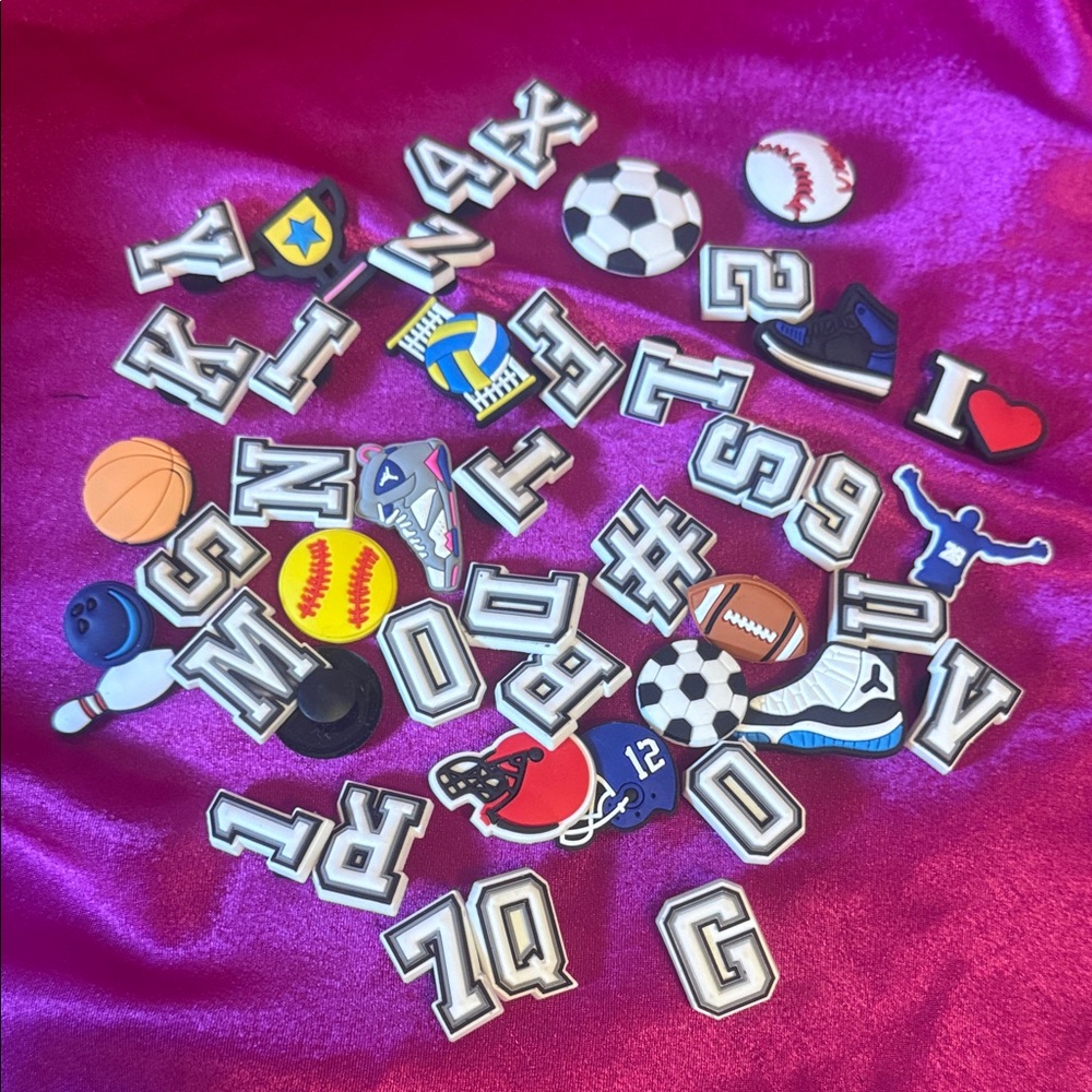new Crocs Assorted Sports and Letter Shoe Charms for crocs